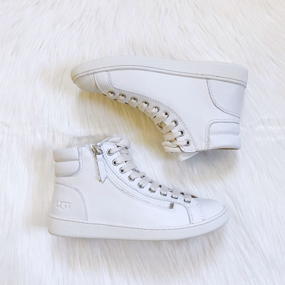 UGG White Leather Olive High Top Sneakers - Picture 6 of 7